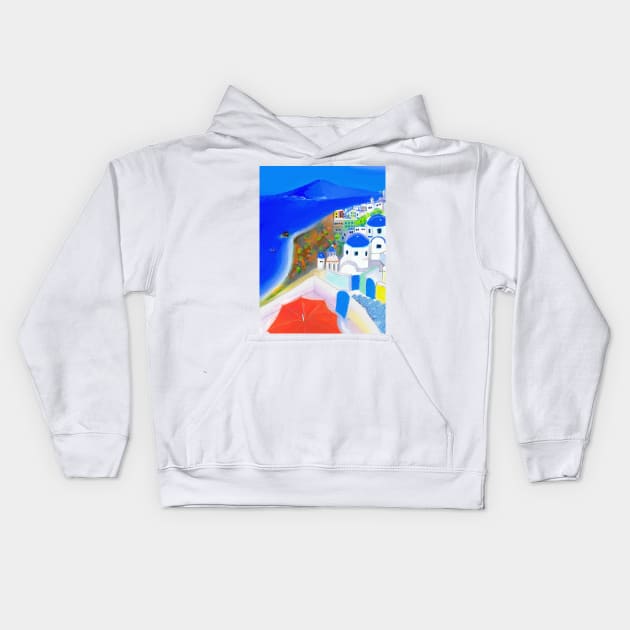 Santorini 2023 edit Kids Hoodie by Haborand